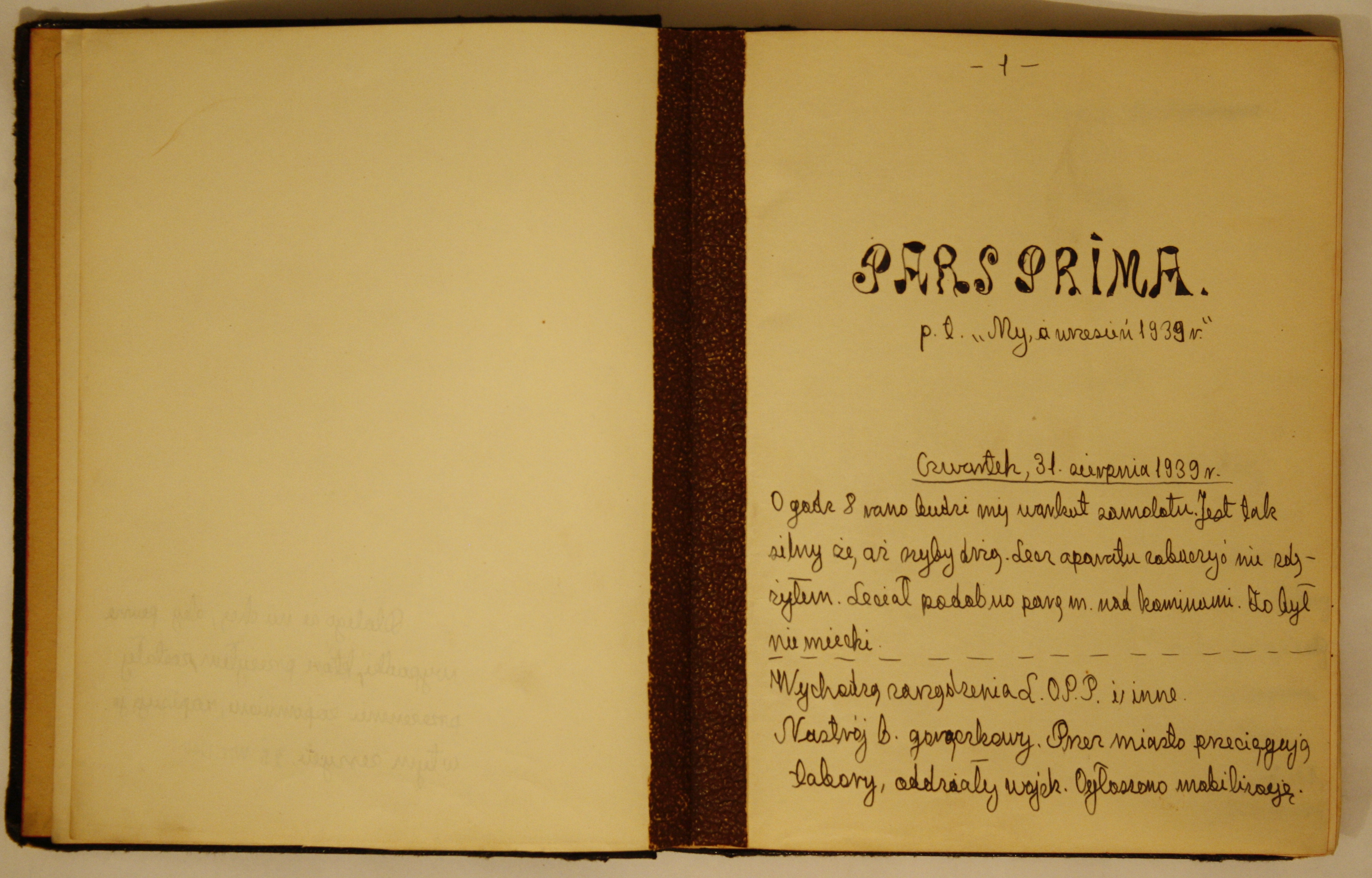 „My, a wrzesień 1939 r.” – pierwsza strona wspomnień na temat walk w Piotrkowie.